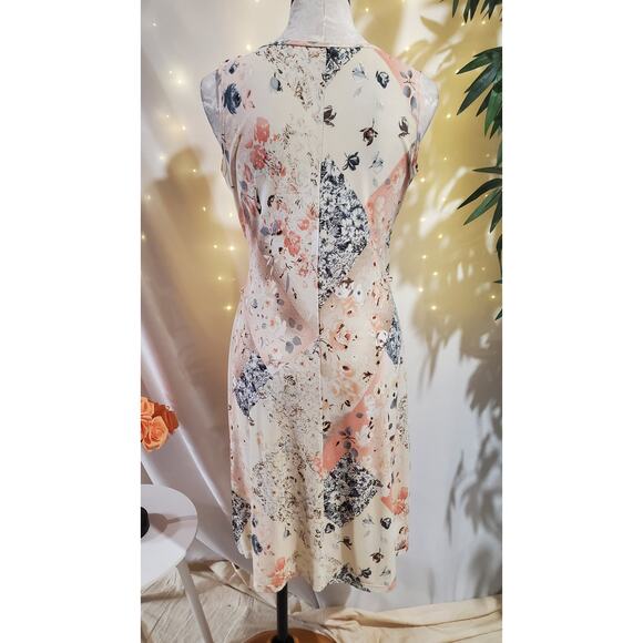 Vtg CIO 90s Y2K Faux Wrap Surplice Patchwork Floral Midi Dress Size L Fairy Boho - Picture 3 of 9